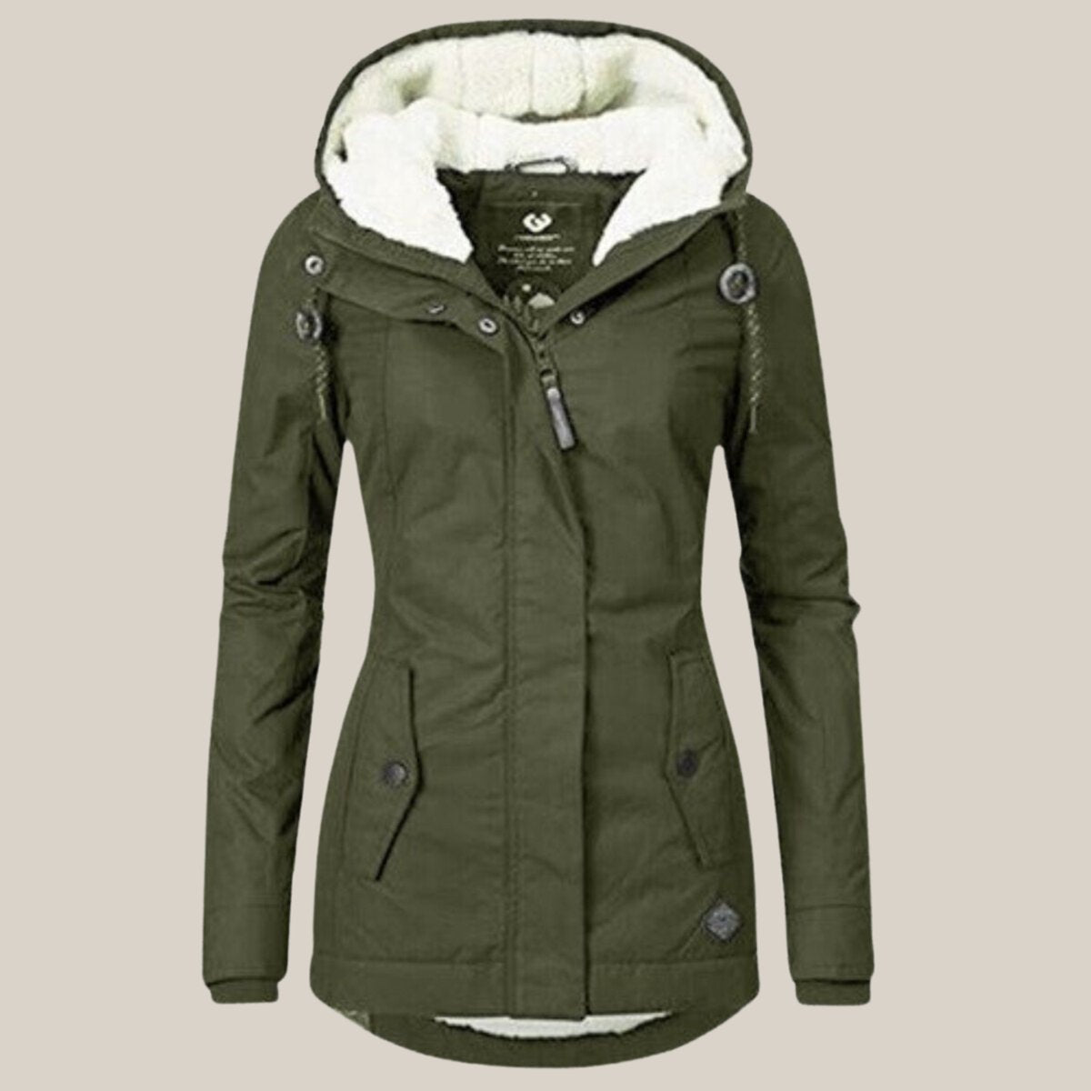 Women's Sherpa Lined Hooded Winter Jacket in Green