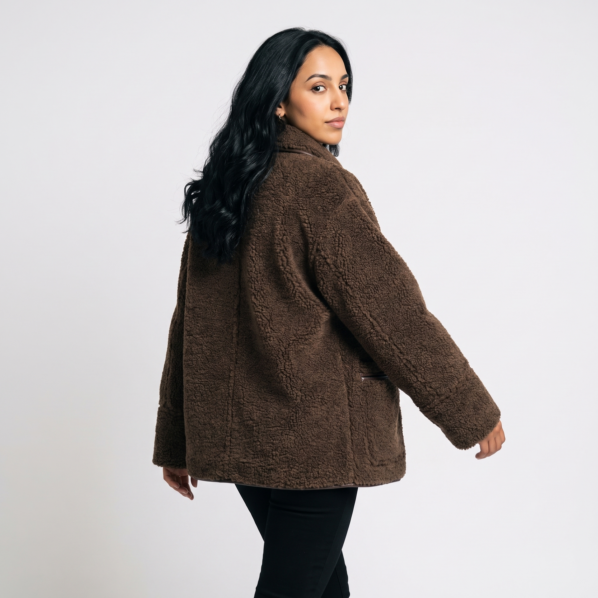 Women's Reversible Brown Teddy Jacket – view 4