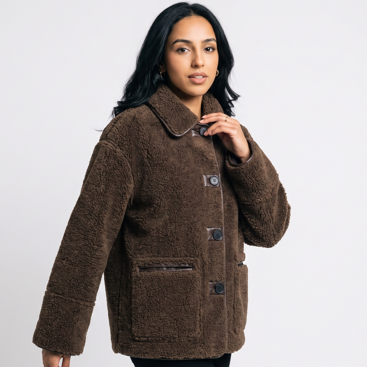 Women's Reversible Brown Teddy Jacket