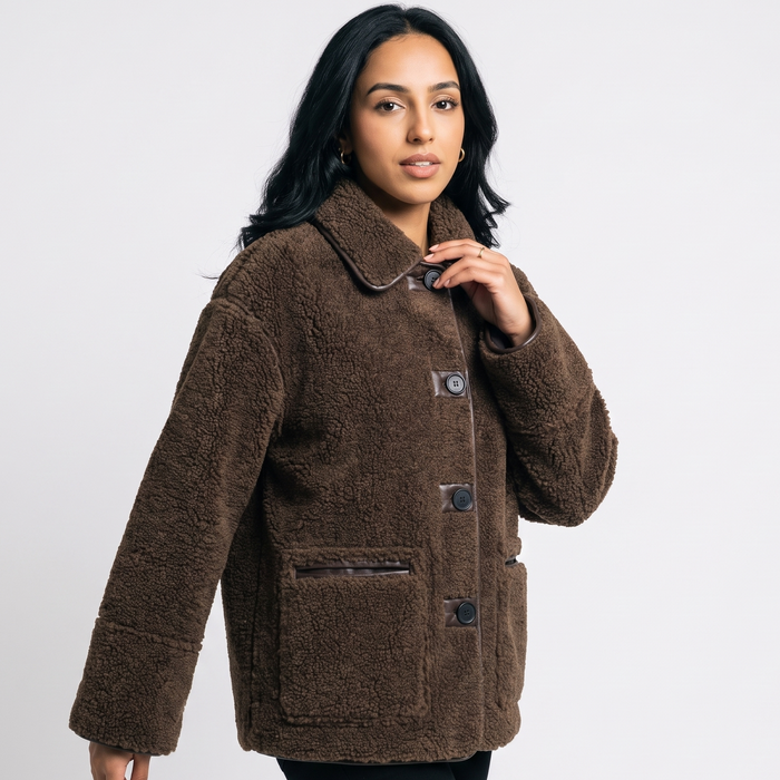 Women's Reversible Brown Teddy Jacket