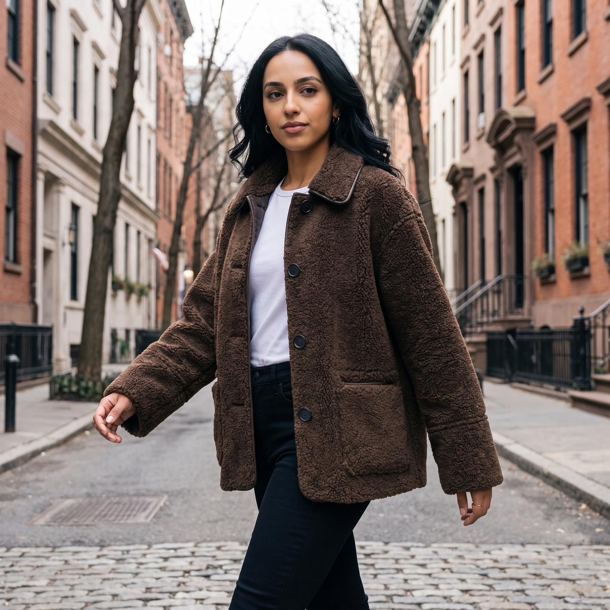 Women's Reversible Brown Teddy Jacket – view 5