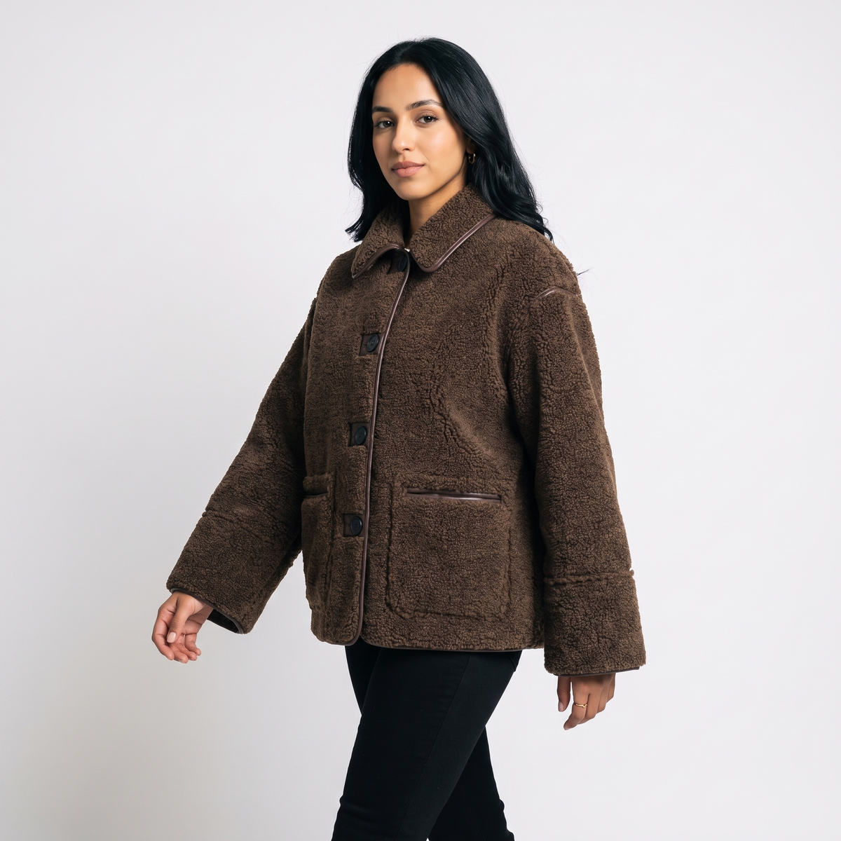 Women's Reversible Brown Teddy Jacket – alternate view