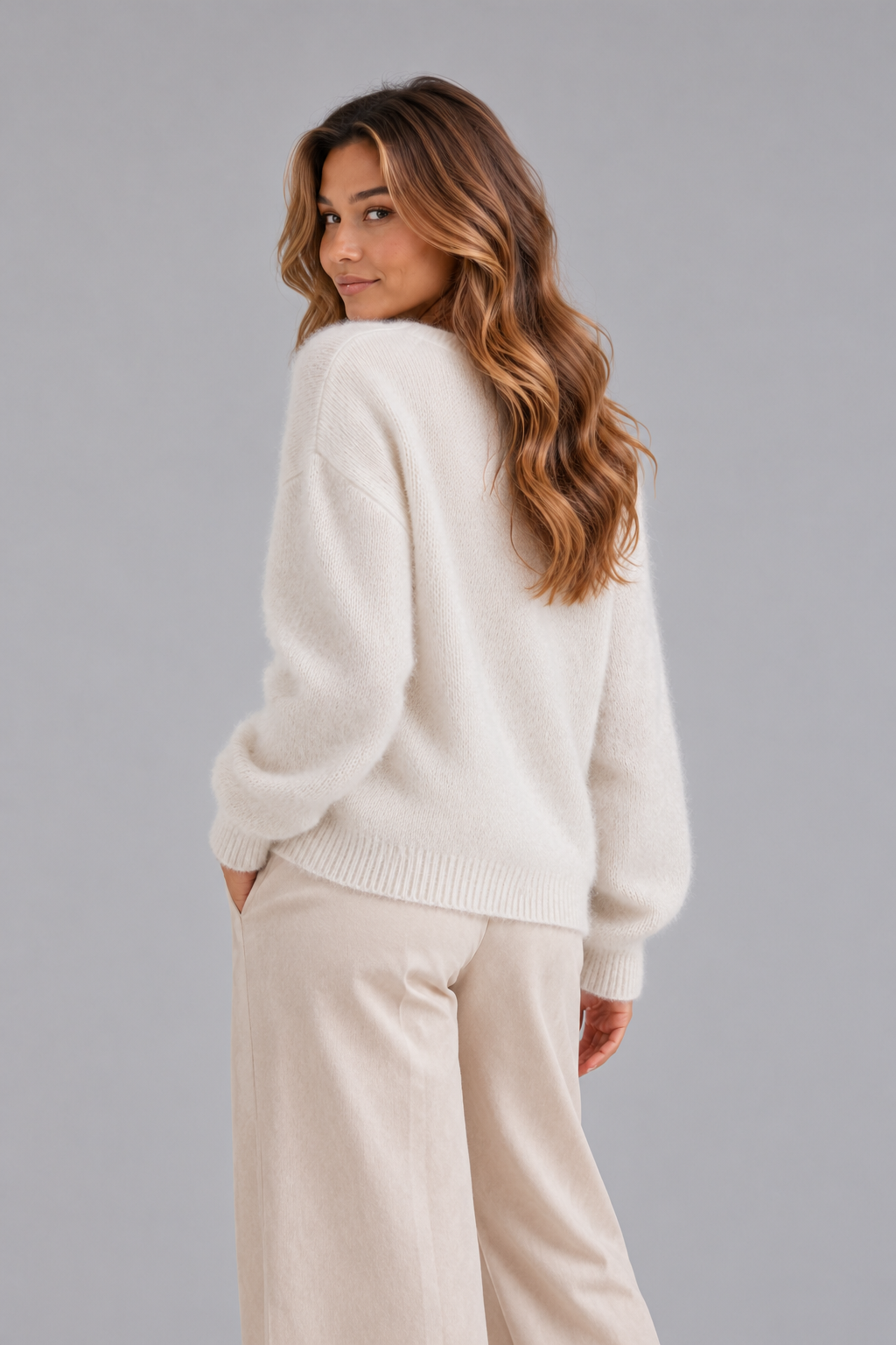 Women's Fluffy V Neck Cardigan – Button Front Knit