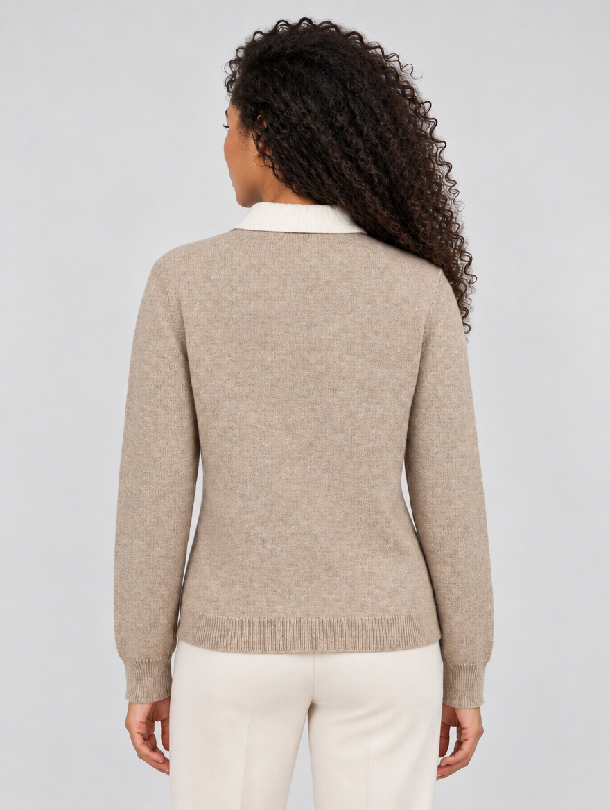Women's Argyle Collared Jumper in Beige – view 2