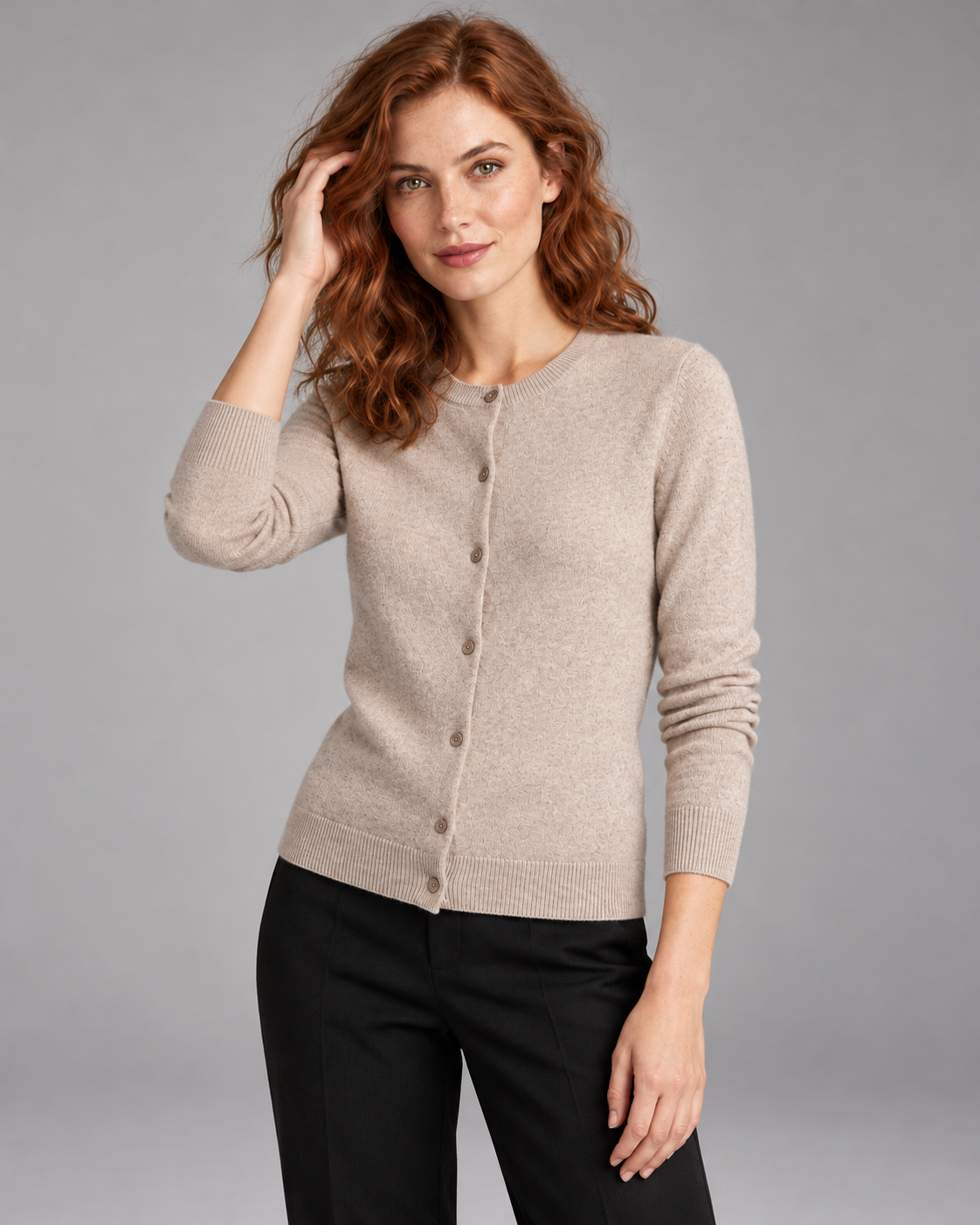 Women's Fine Knit Crew Neck Cardigan – Button Front