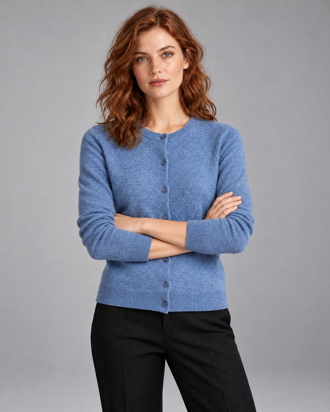 Women's Fine Knit Crew Neck Cardigan – Button Front