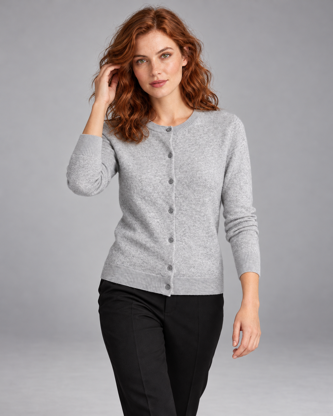 Women's Fine Knit Crew Neck Cardigan – Button Front