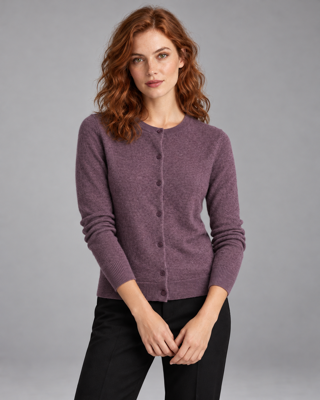 Women's Fine Knit Crew Neck Cardigan – Button Front