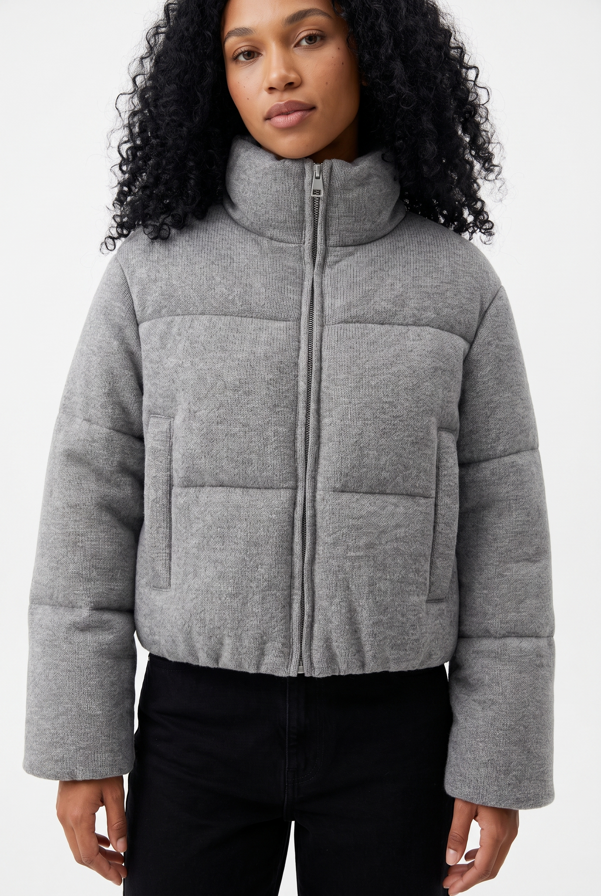 Women's Cropped Quilted Knit Jacket – view 3