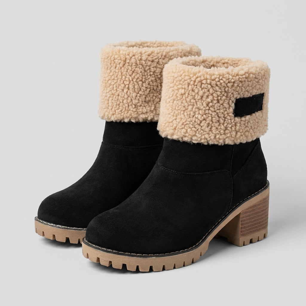 Women's Sherpa Cuff Snow Boots in Black