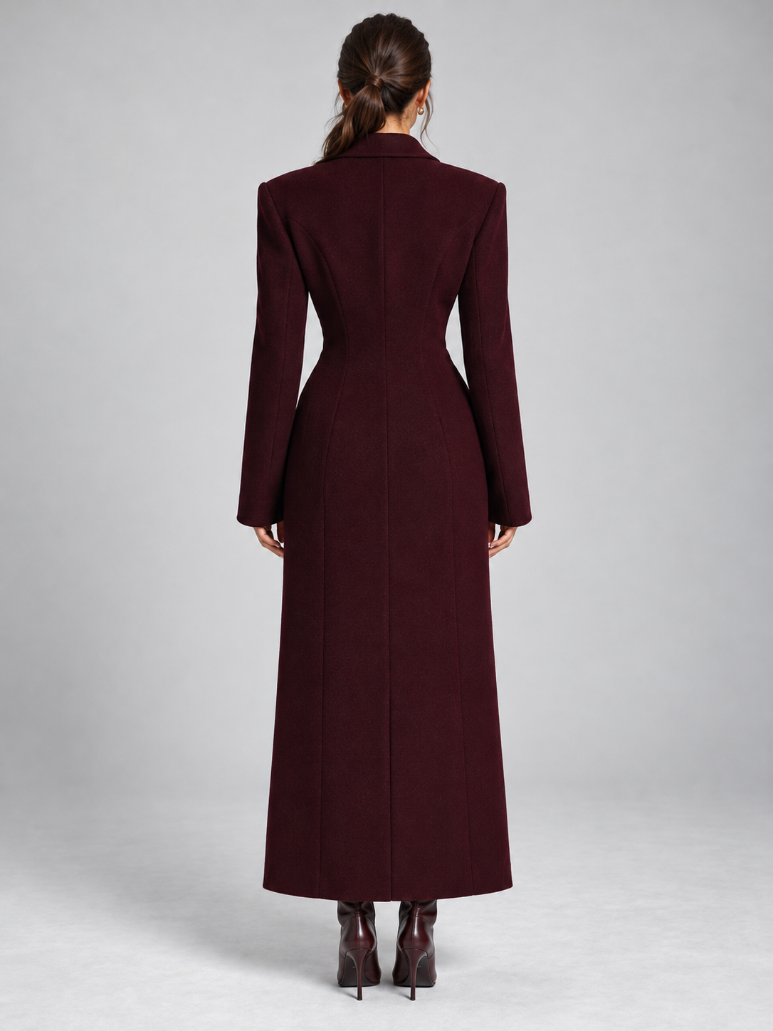 Women's Tailored Longline Coat – Belted Peak Lapel