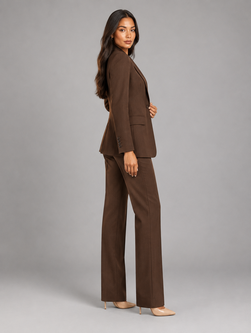 Women's Tailored Suit Set in Brown