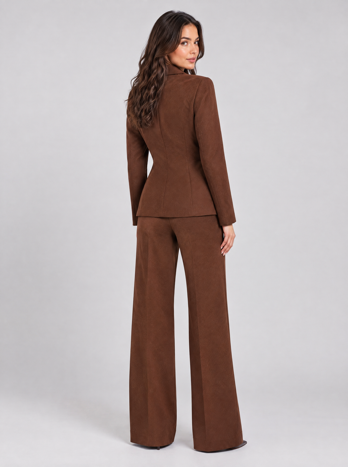 Women's Belted Trouser Suit in Brown – view 3