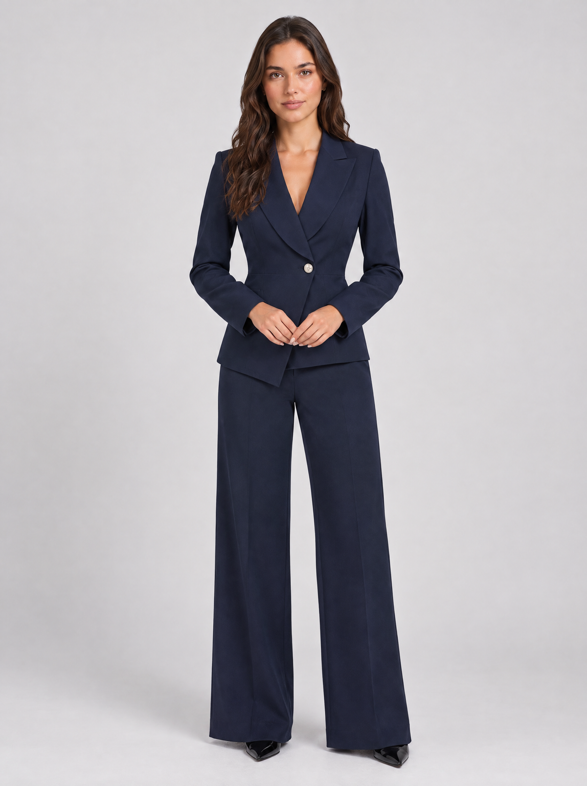 Women's Belted Trouser Suit in Navy